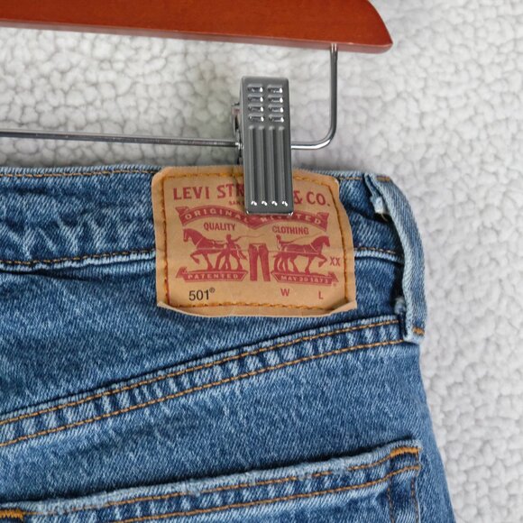 Levis 501 Jeans Womens 28 Blue Straight Leg Button Fly Heavyweight Classic 30L - Picture 5 of 13